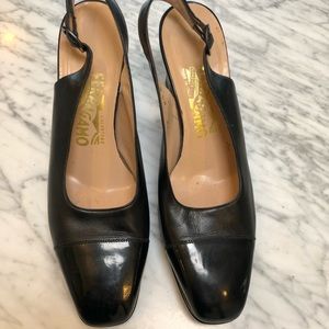 Ferragamo black slingback pump